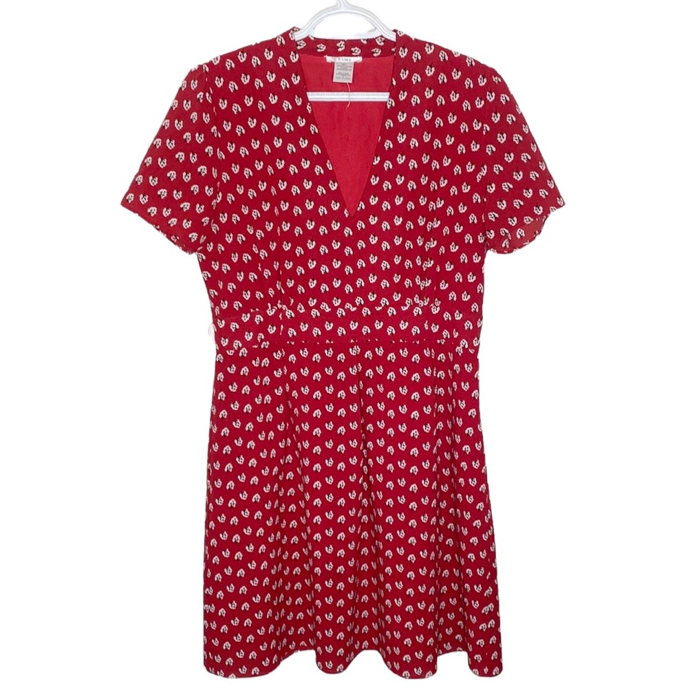 Esley red floral print fit and flare dress size L